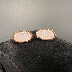 Kendra Scott Ellie Stud Earrings Rose Gold Iridescent Druzy